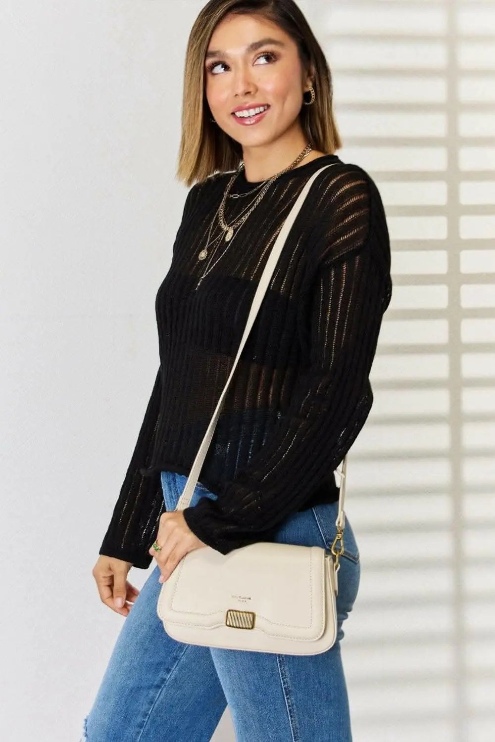 Chic faux leather crossbody bag - Love Salve